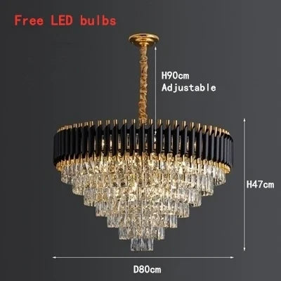 Crystal Ceiling Chandelier Round D80cm Gold