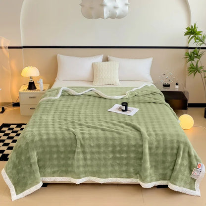 Decorbites™ Imitat-Kaninchenvelours-Warme-Decke: Weiche Flauschige Korallenfleece-Schoß-Sofawurfdecke