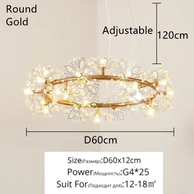 DecorBites™ Crystal Bionic Petals Chandelier for Living Dining Bedroom Hall Hotel Decor