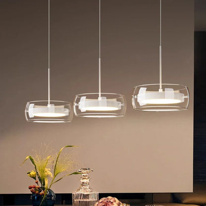 Modern Glass Ring Pendant Light in Iron