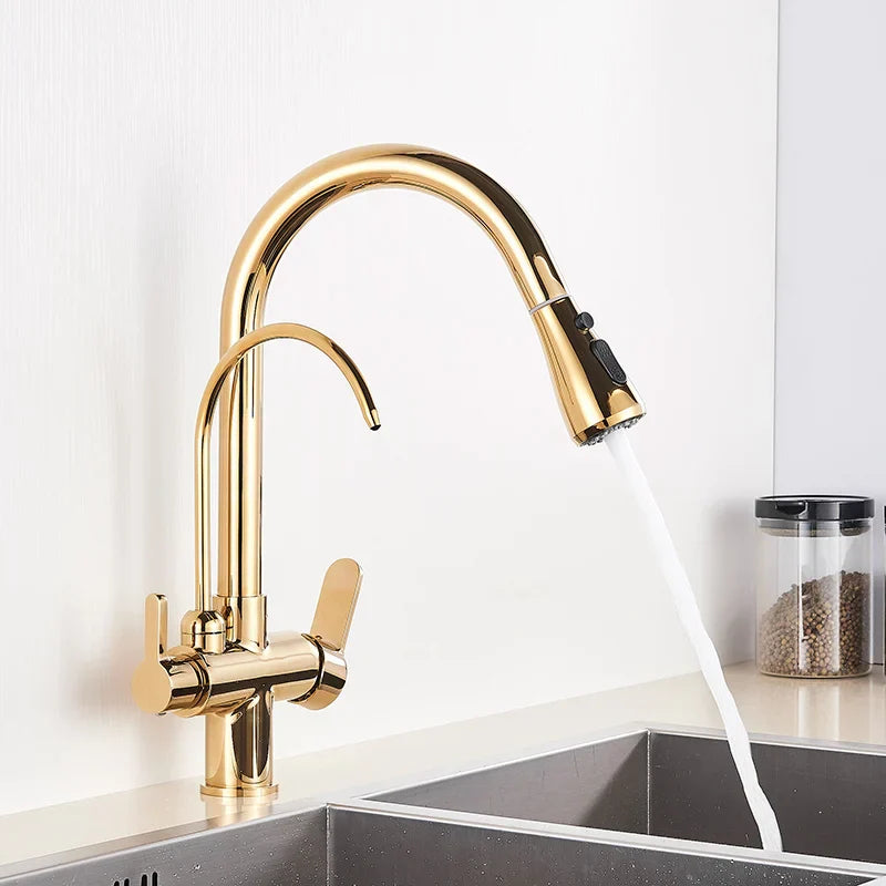 Decorbites™ Zweihand-Wasserfilter-Küchenarmatur für rotierende Wasserreinigung.