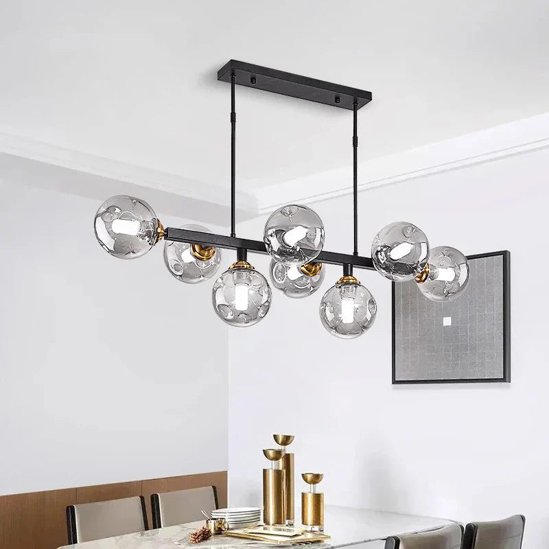 Brass Modern LED Chandelier 8-Head Amber Glow