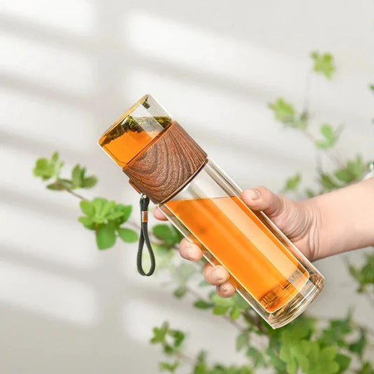 Decorbites™ Hochwertige Thermoglas-Wasserflasche mit Edelstahl-Isolierung