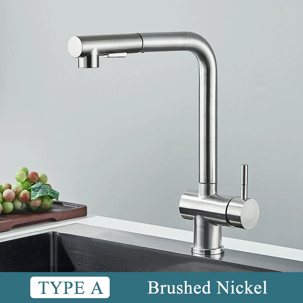 Decorbites™ Gebürsteter Nickel-Auszugsküchenarmatur Edelstahl-Wasserhahn Deckenmontage