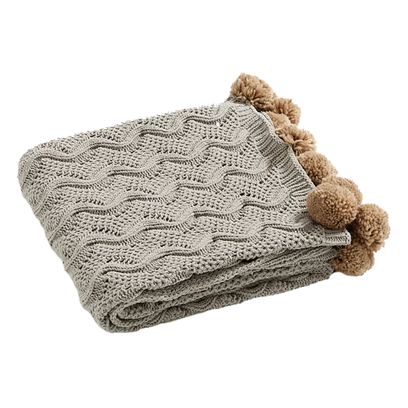 Decorbites™ Elegante Chenille-Pompom-Wurfbettdecke