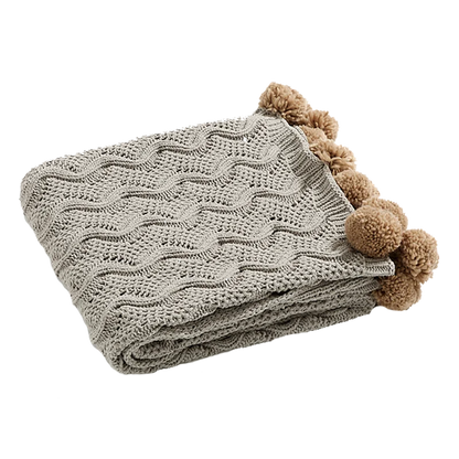 Decorbites™ Elegante Chenille-Pompom-Wurfbettdecke