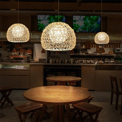 Decorbites™ Handgewebte Rattan-Hängeleuchter Bambus Moderne Wohnzimmer-Dekoration