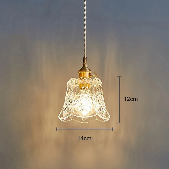 Nordic Flower Glass Pendant Light in Polished Copper