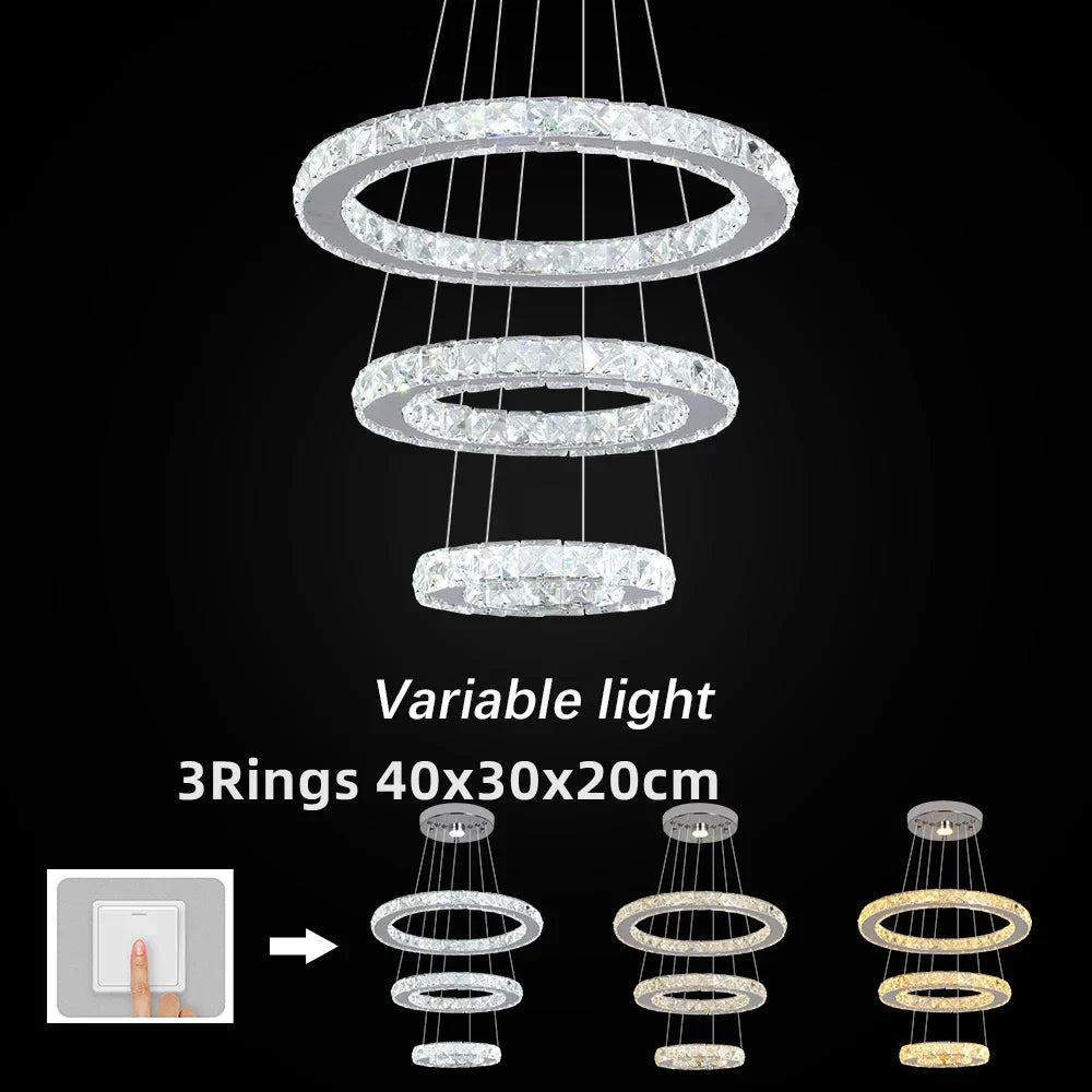 Decorbites™ Kristall-Chrom-LED-Hängeleuchter-Ringe für Wohnzimmer und Schlafzimmer