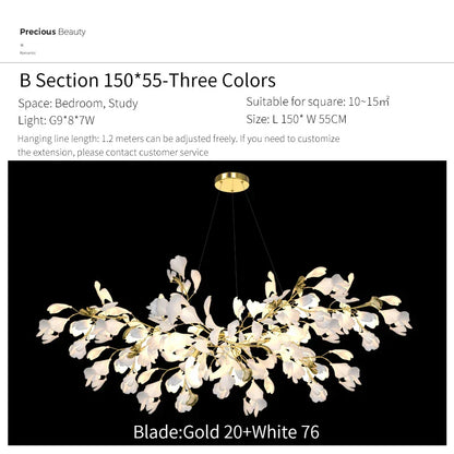 Decorbites™ Ginkgo Biloba Kronleuchter: Elegantes Duplex Wohnzimmer Hotel-Lobby-Pendant-Licht