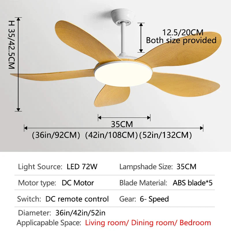 Decorbites™ Schwarzer DC-Deckenventilator mit Licht Starkwind Innenbereich Elektroventilator 2023