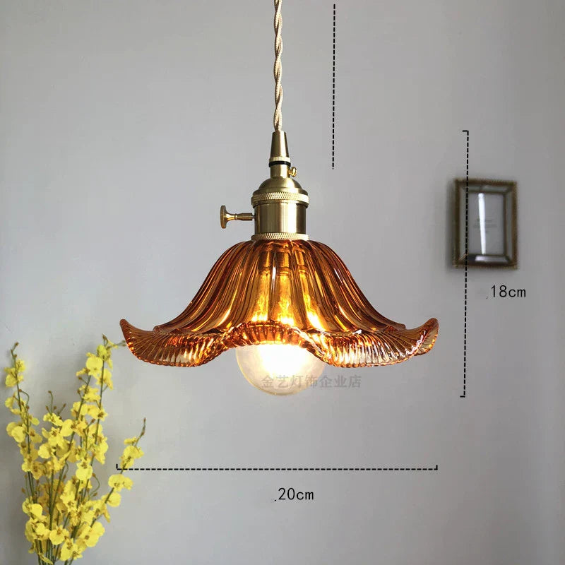 DecorBites™ Green Glass LED Hanging Light Fixture Copper Socket Modern Pendant Lamp