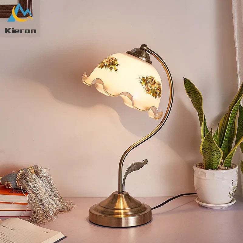 Decorbites™ Glasblumen-LED-Schreibtischlampe, dimmbare moderne Tischlampe für Schlafzimmer, Wohnzimmer