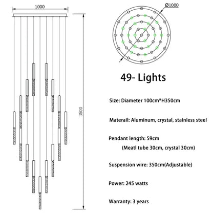 DecorBites™ Crystal LED Chandelier: Stylish Lighting for Staircase & Living Room