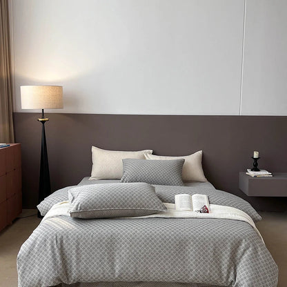 Decorbites™ Leinen-Baumwoll-Jakard-Bettwäsche-Set mit Steppdecke, Laken und Kissenbezügen
