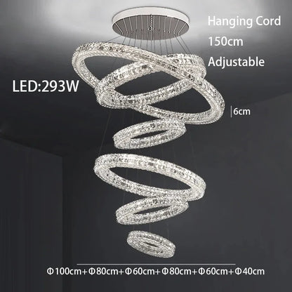 DecorBites™ Crystal LED Chandelier: Modern Luxury Chrome Steel & Clear K9 Crystal Lighting
