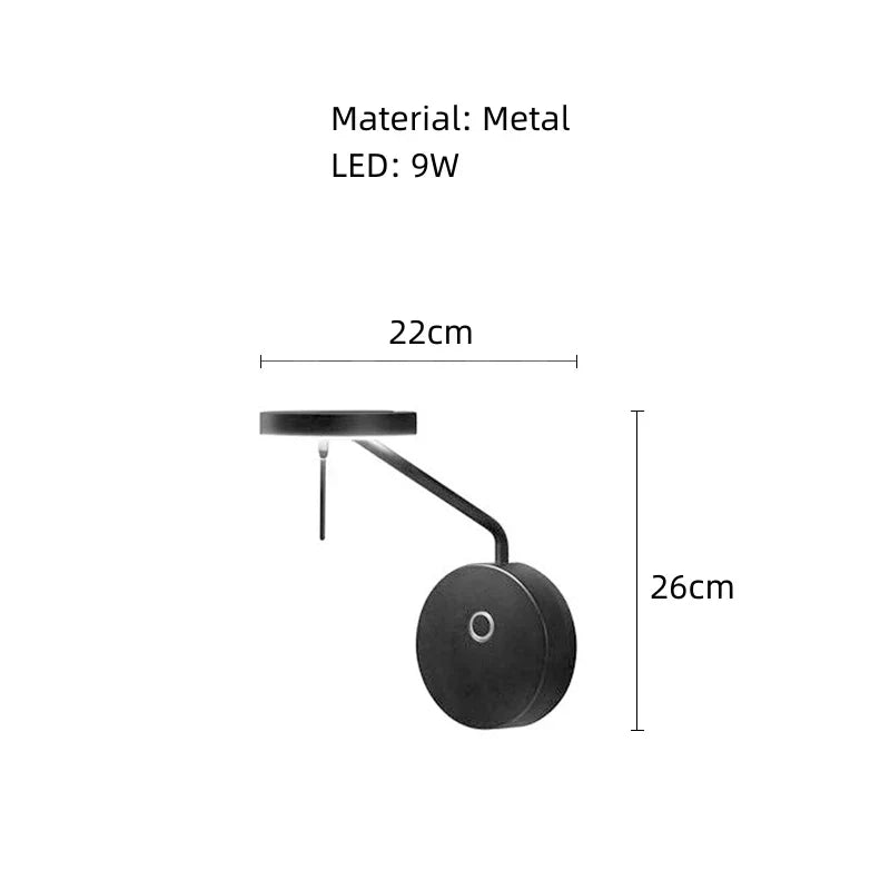 DecorBites™ Adjustable Swing Arm Black Wall Lamp for Bedroom & Study Room