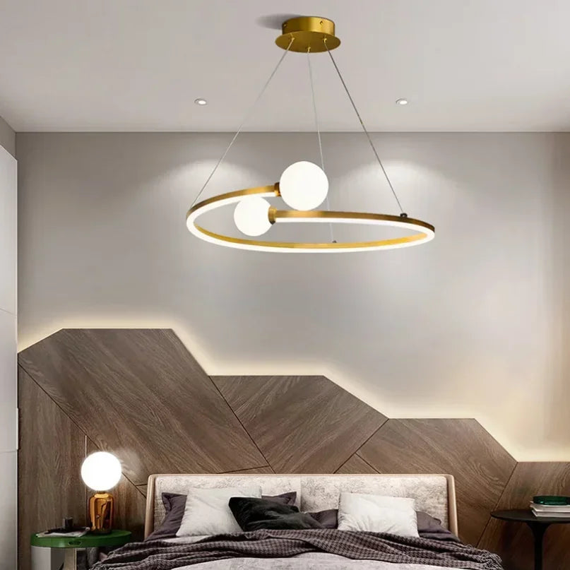 DecorBites™ Gold Nordic Ring LED Ceiling Chandelier for Dining Room & Kitchen Island