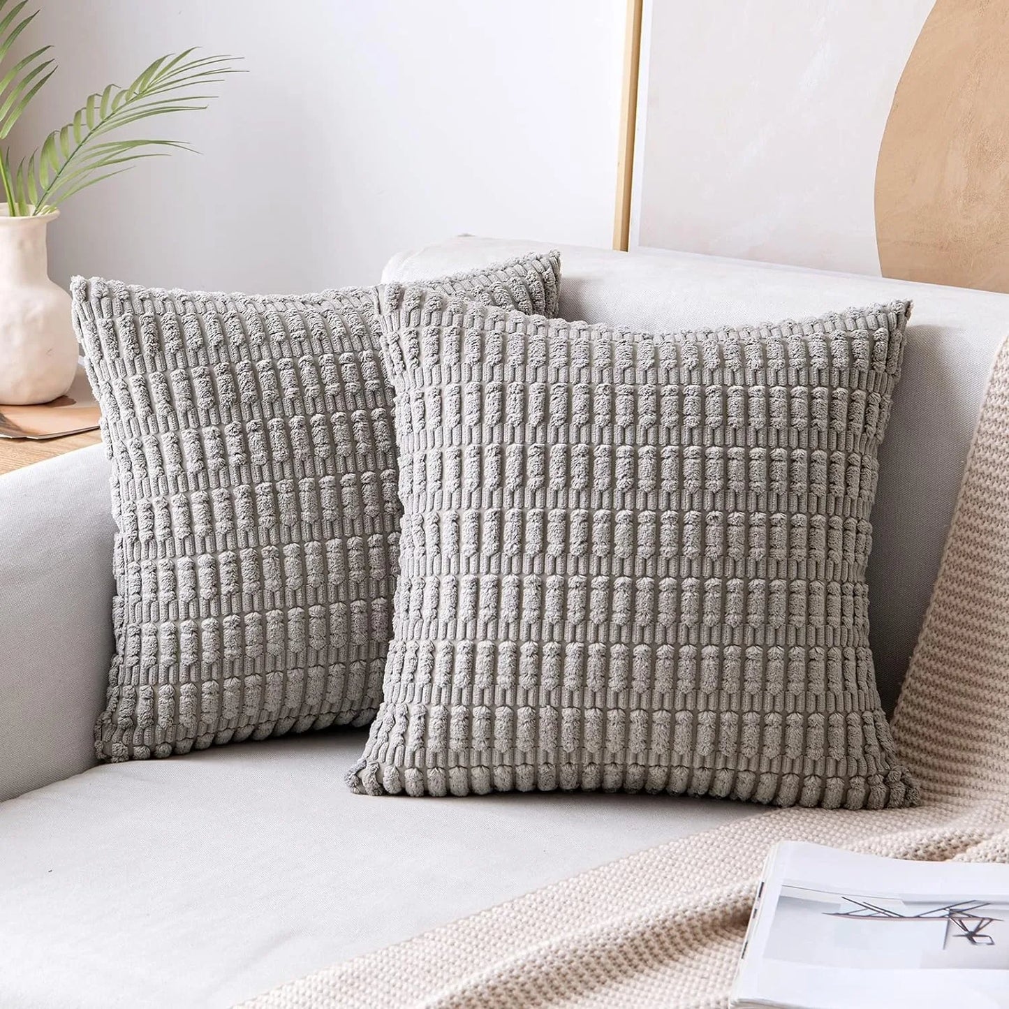 Decorbites™ Kordstoff gestreiftes Kissenbezug 18x18 Zoll Luxus Polsterhülle für das Wohnzimmer