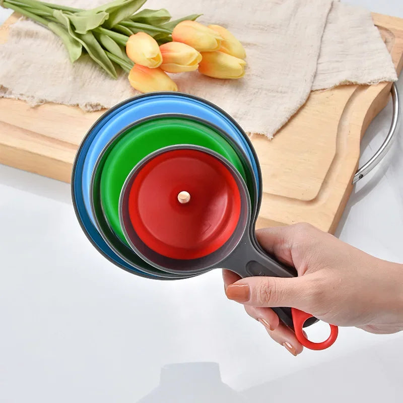 Decorbites™ Küchen-Trichter-Set: Weit-/Schmalhals, klappbar, dreiteilig für Marmelade, Ölablass & mehr