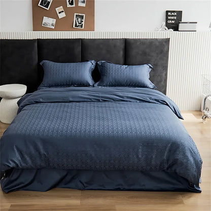 Decorbites™ Graue Linien Streifen Bettbezug-Set Baumwolle Satin Jacquard Queen King Größe