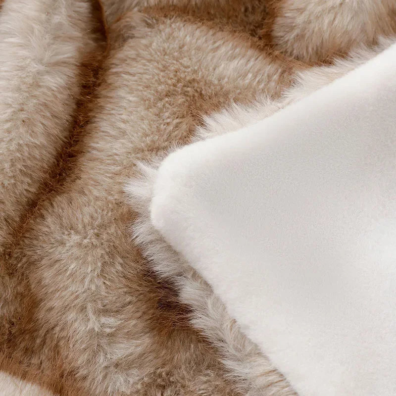 Decorbites™ Luxus Kunstfuchs-Plüschdecke: Dick, warm, weich, Sofabezug – Hochwertige einheitliche Farbe