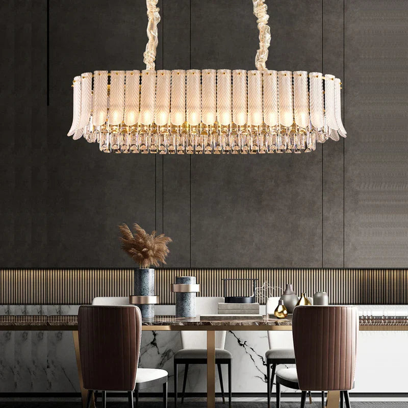 Gold Crystal Round Chandelier Polished Steel 100cm
