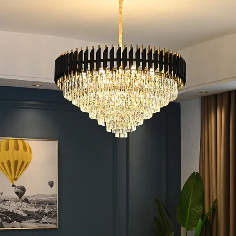 DecorBites™ Crystal LED Pendant Chandelier: Modern Luxury Living Room Dining Lighting Fixture