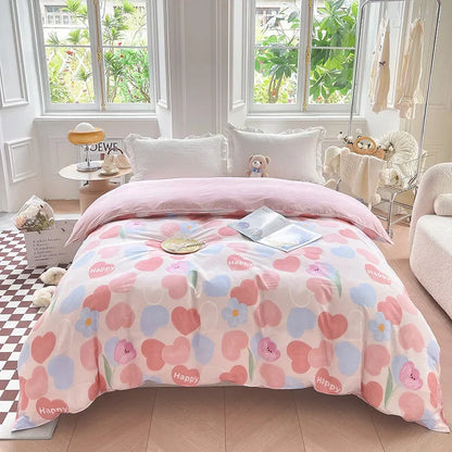Decorbites™ Baumwoll-Bettbezug 240x220 King-Size Blumenmuster Steppdeckenbezug