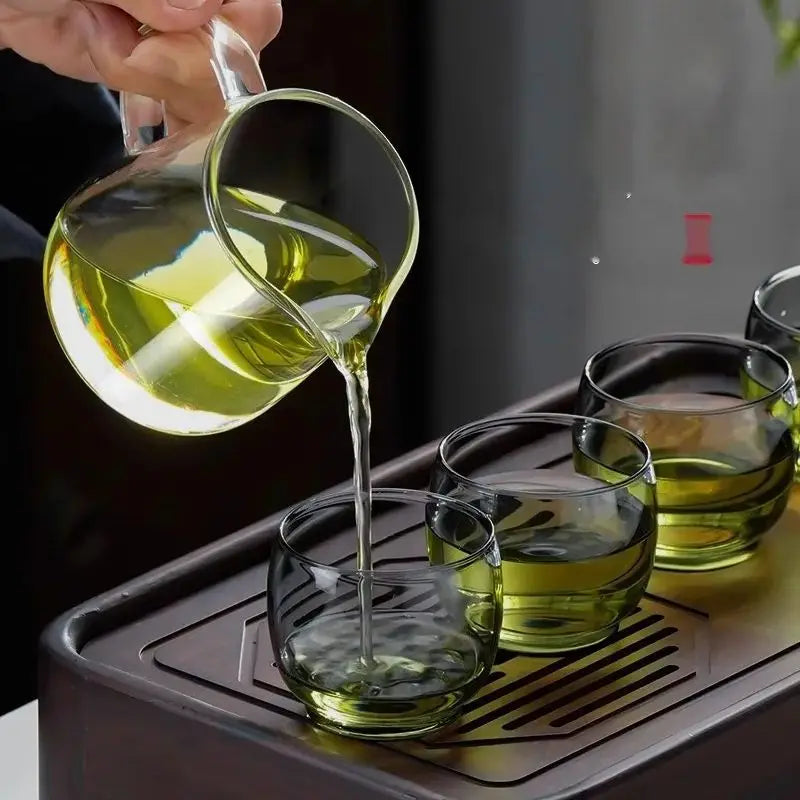 Decorbites™ Glas-Gaiwan-Tassen-Set mit Holzring, 240 ml Tee-Trennung & Filter, hitzebeständig