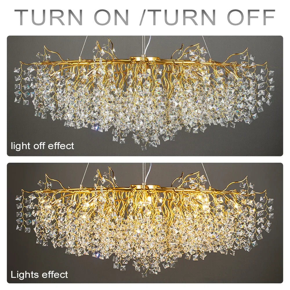 Decorbites™ Gold Kristall-Kronleuchter LED Rundleuchte Inselzweiglampen-Kronleuchter