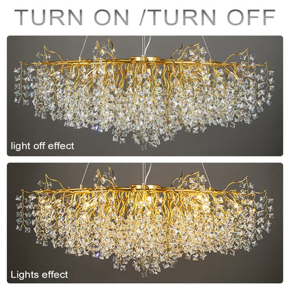 Decorbites™ Gold Kristall-Kronleuchter LED Rundleuchte Inselzweiglampen-Kronleuchter