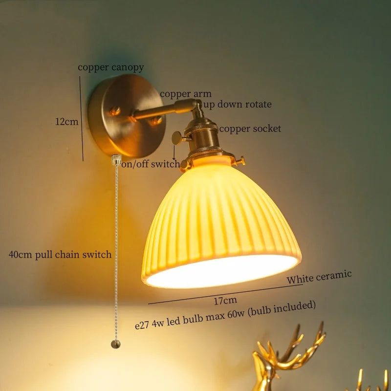 Copper Ceramic Wall Lamp White Ceramic Loft