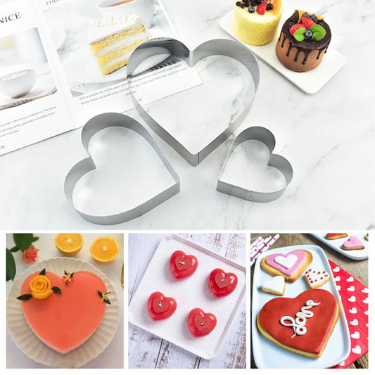 Decorbites™ Herzförmige Edelstahl-Mousseschablone-Set - Backwerkzeug für Kuchen & Desserts