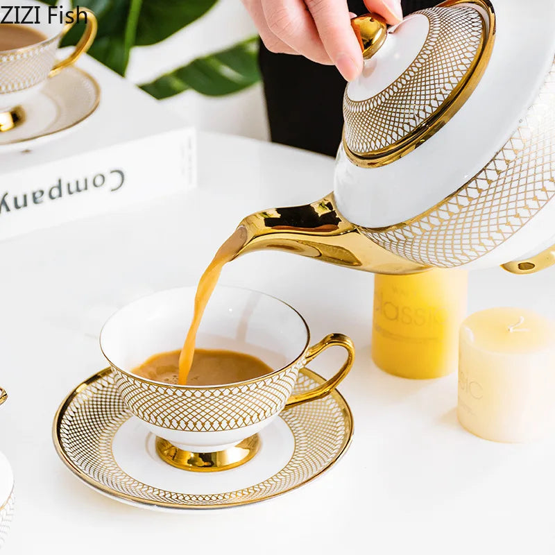 Gold Ceramic Tea Set With Milk Jug 1000ml
