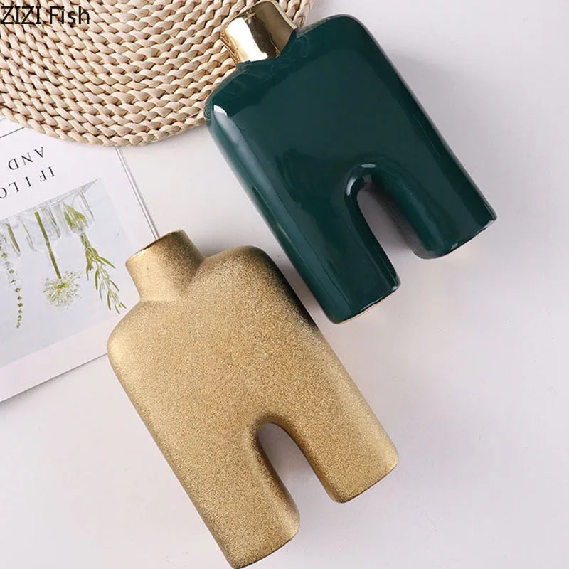 Gold Ceramic Desk Vase