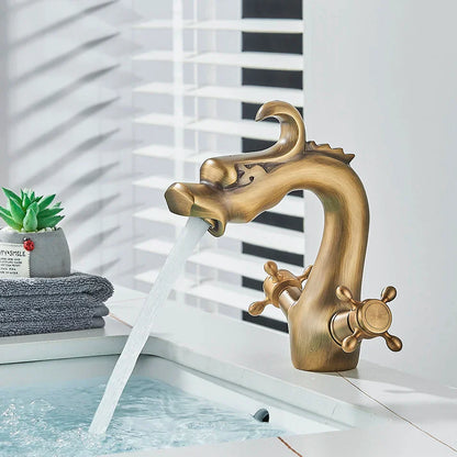 DecorBites™ Dragon Style Bathroom Basin Faucet with Hot Cold Water Mixer Tap