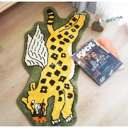 Decorbites™ Flying Tiger Leopard Handgeknüpfter Teppich 50x100 cm Luxuriöser Tiergeformter Teppich