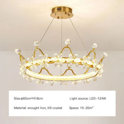Decorbites™ Krone Blütenblatt LED Kristall-Leuchter – Luxuriöses nordisches Design für das Mädchenzimmer
