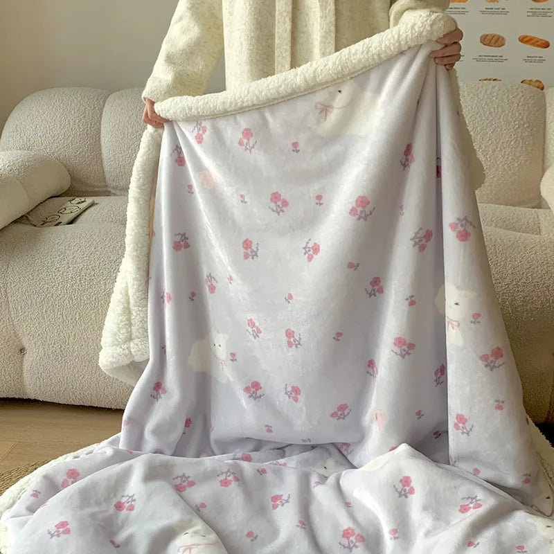 Decorbites™ Koreanisches Cartoon-Plüschdecke, weiche Nappensofabezug für Zuhause und Wohnheim