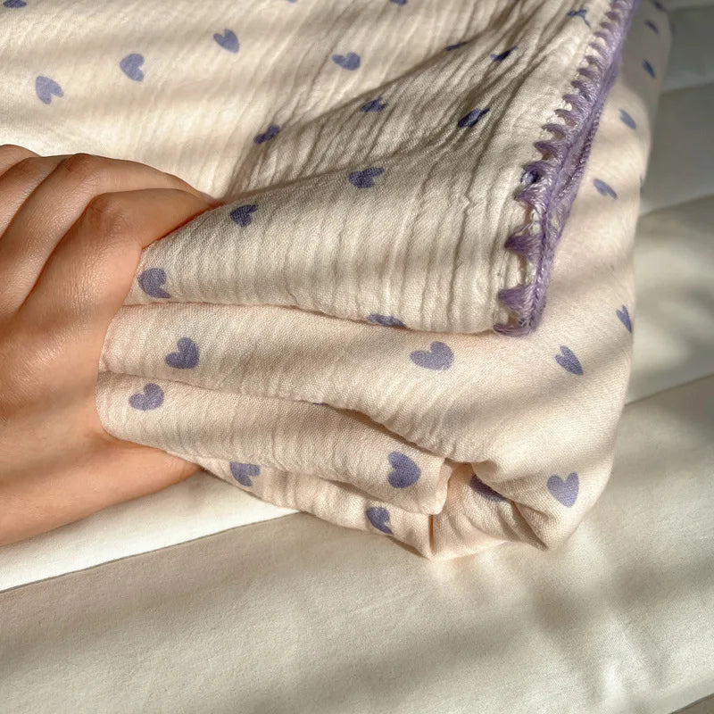 Cotton Cartoon Travel Blanket