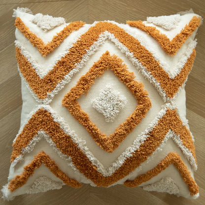 DecorBites™ Geometric Tufted Embroidered Cotton Canvas Cushion Cover 45*45cm