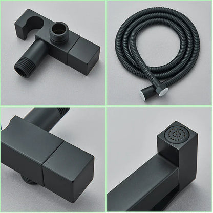 Decorbites™ Schwarze Messing-Bidetarmatur: Einhebel-Kaltwassertemperatur, Handbrause, Hygienischer Duschreiniger