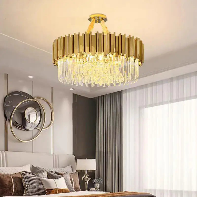 Decorbites™ Crystal-LED-Pendantleuchten: Luxuriöse Goldvergoldete Metall-Hängeleuchte für Wohnzimmer, Esszimmer, Schlafzimmer