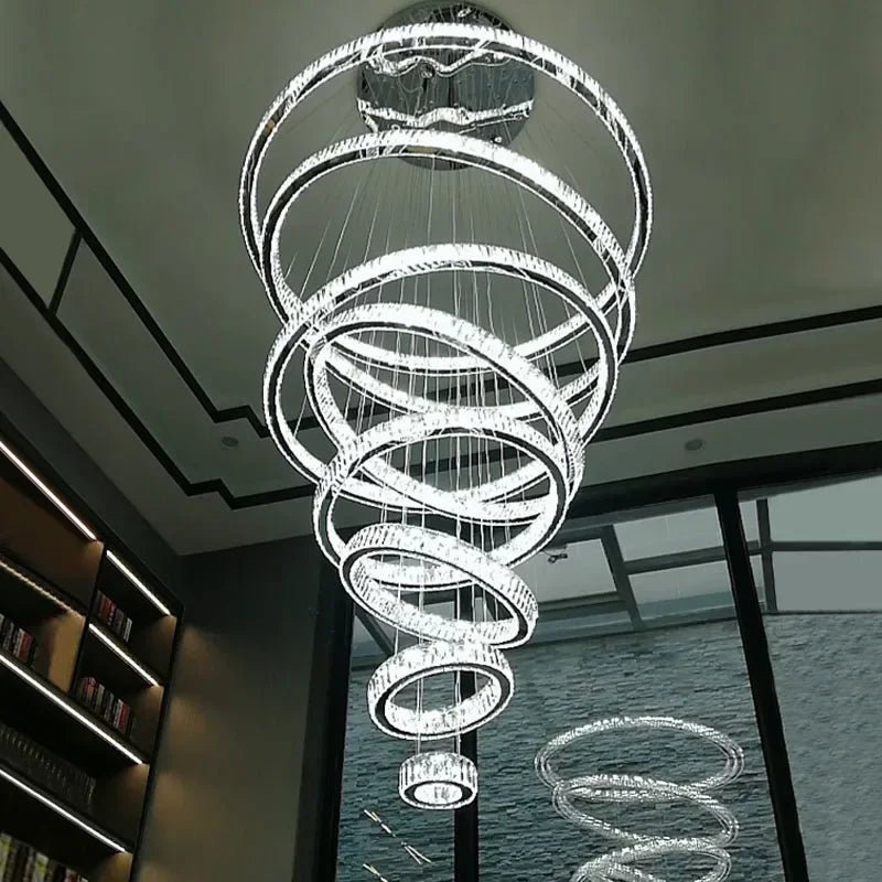 Decorbites™ Kristallring-LED-Kronleuchter: Luxuriöse moderne Deckenbeleuchtung für Treppenhaus, Esszimmer, Schlafzimmer.