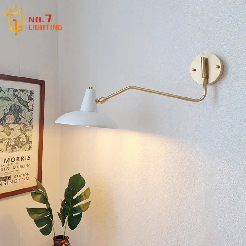 Decorbites™ Kupfer-Schaukelarm-Wandleuchte LED E27 Retro Teleskop-Nachtleuchte für Schlafzimmer und Wohnzimmer