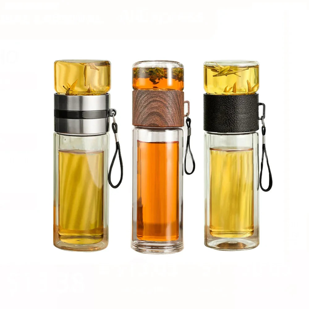Decorbites™ Hochwertige Thermoglas-Wasserflasche mit Edelstahl-Isolierung