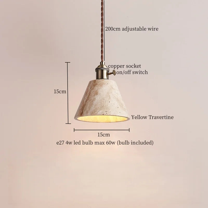 Decorbites™ LED Gelbe Travertin-Stein-Hängeleuchten | Wabi Sabi Vintage Hängelampe