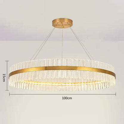 DecorBites™ Crystal LED Circle Pendant Chandelier for Living Room Kitchen Decor