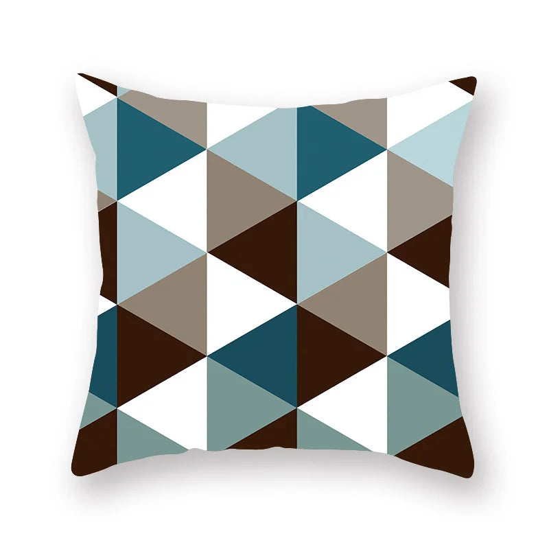 DecorBites™ Geometric Leaf Flower Pillowcase Teal Blue Sofa Car Home Decor Throw Cover
